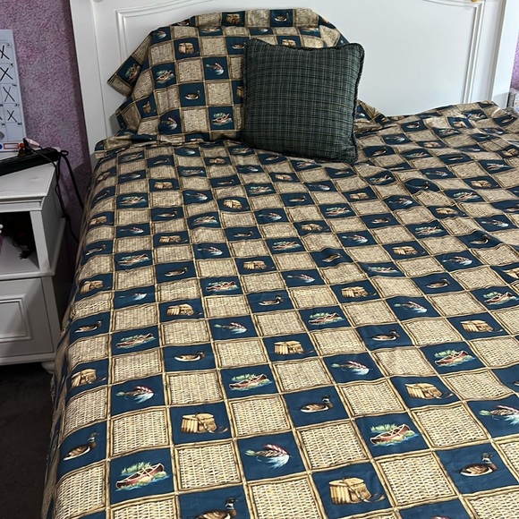 Home Elements 4pc Twin Cotton fly fishing canoe duck basket bedding set - Picture 3 of 9